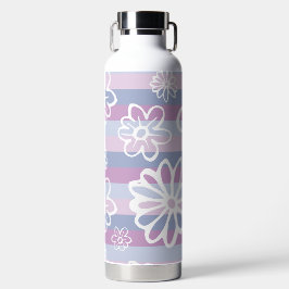 Lila Streifen mit Blume Trinkflasche
