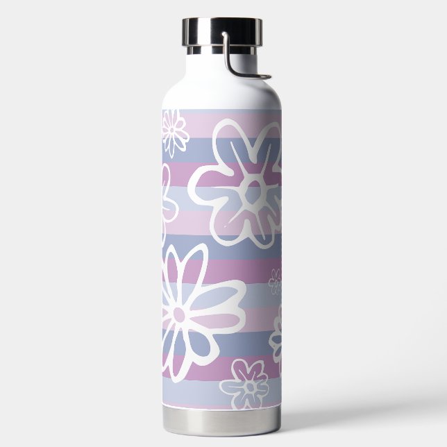 Lila Streifen mit Blume Trinkflasche (links)