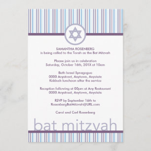 Lila Streifen-Schläger Mitzvah Einladung