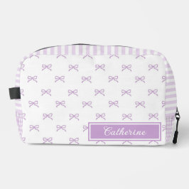 Lila Streifen-Schleifen-Muster Coquette Kosmetik Waschbeutel
