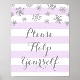 Lila Streifen Silberschnee Bitte helfen Sie sich Poster