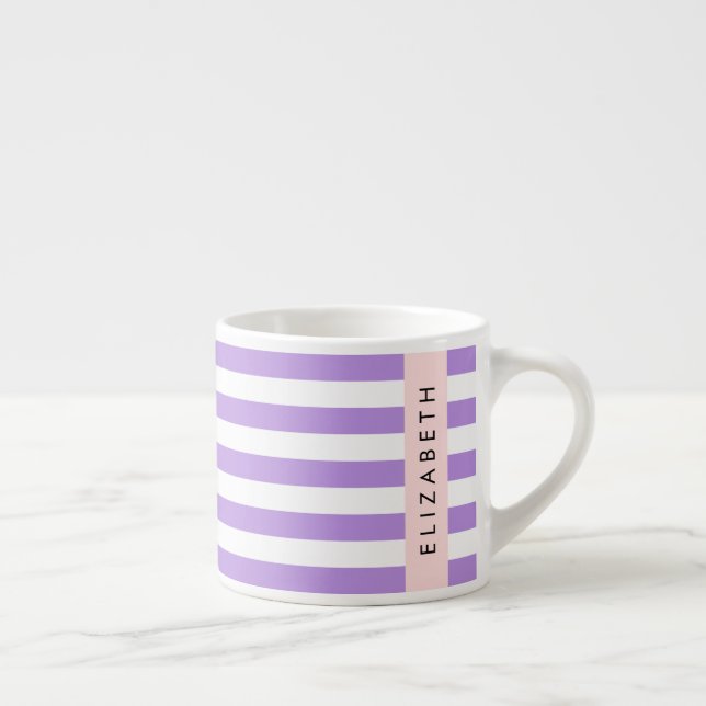 Lila Streifen, Streifen, Linien, Ihr Name Espressotasse (Rechts)