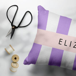 Lila Streifen, Streifen, Linien, Ihr Name Kissenbezug