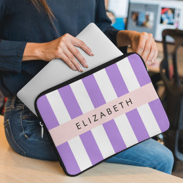 Lila Streifen, Streifen, Linien, Ihr Name Laptopschutzhülle