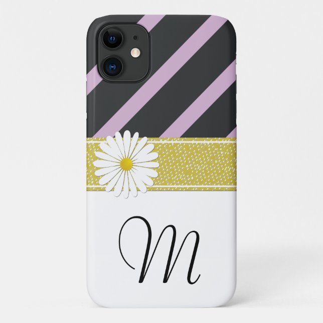 Lila Streifen, Streifenmuster, Linien, Monogramm Case-Mate iPhone Hülle (Rückseite)