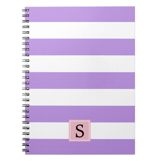 Lila Streifen, Streifenmuster, Linien, Monogramm Notizblock (Vorderseite)