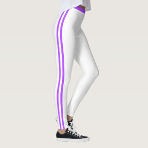 Lila Streifen Weiße Leggings - Farben auswählen