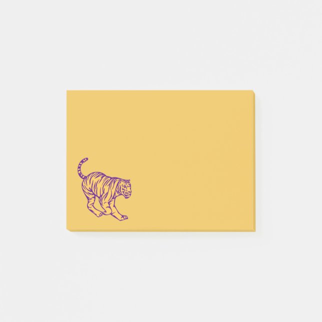 Lila Streifen Wild Cat Tiger Illustration Post-it Klebezettel (Vorderseite)