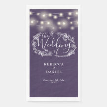 Lila String Lights Bluescript-Hochzeit