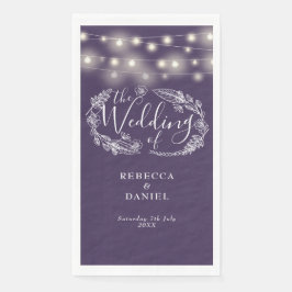 Lila String Lights Bluescript-Hochzeit Serviette