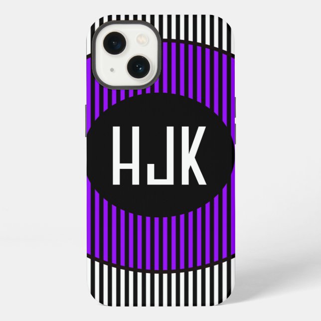 LILA STRIP & Monogramm-Gehäuse iPhone Hülle (Rückseite)