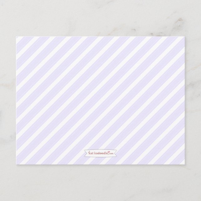 Lila Stripe Baby Duschempfehlung für Mama Hinweiskarte (Vorderseite)
