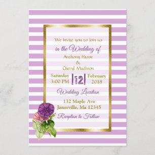 Lila StripePetunias und Einladungen für Hochzeiten