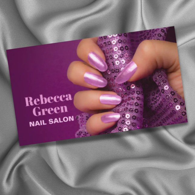 Lila Stylist Manicurist Nail Artist Nail Salon Visitenkarte (Purple Stylist Manicurist Nail Artist Nail Salon Business Card)