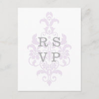 Lila, subtile Damask Hochzeitskarte UAWG Postkarte