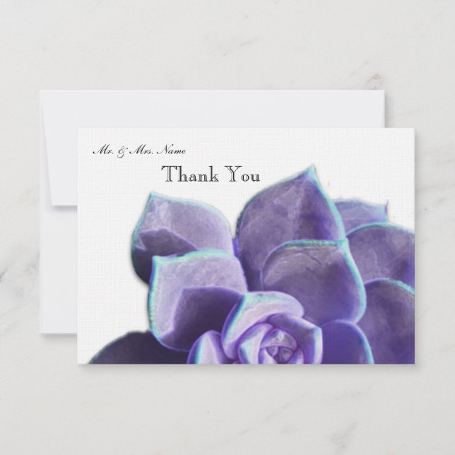 Lila Succulent danken Ihnen Dankeskarte (Vorderseite)