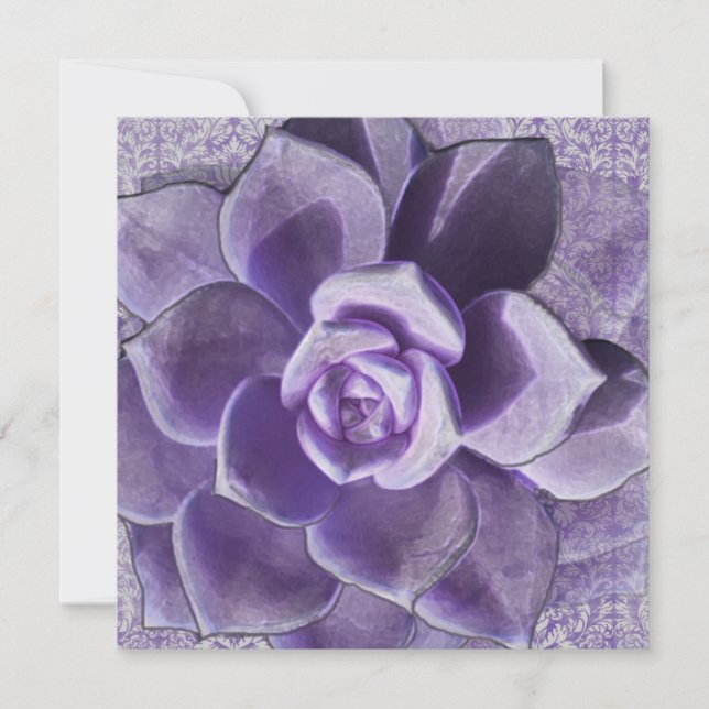 Lila Succulents-Brautparty-Einladung Einladung (Vorderseite)