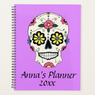 Lila Sugar Skull Personalisiert Planner Notebook Planer