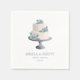 Lila Sukkulenter Hochzeitstorte Serviette