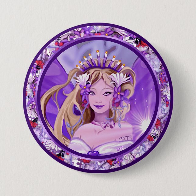 Lila Sun Fairy Button (Vorderseite)