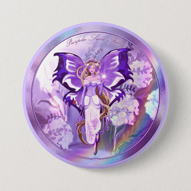 Lila Sun Fairy Button (Vorderseite)