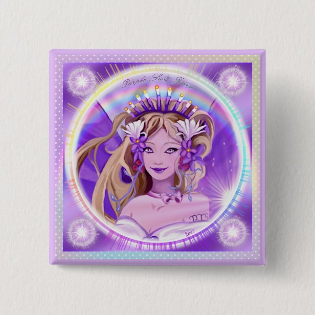 Lila Sun Fairy Button (Vorderseite)