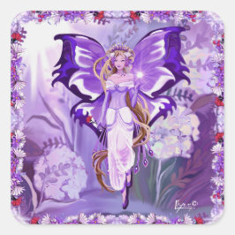 Lila Sun Fairy Classic Square Aufkleber