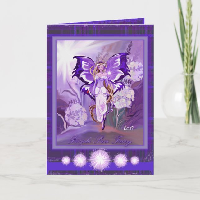 Lila Sun Fairy Geburtstagkarte Dankeskarte (Vorderseite)