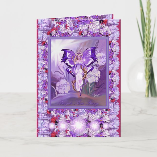 Lila Sun Fairy Geburtstagkarte Dankeskarte (Vorderseite)