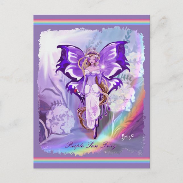 Lila Sun Fairy Postcard Postkarte (Vorderseite)