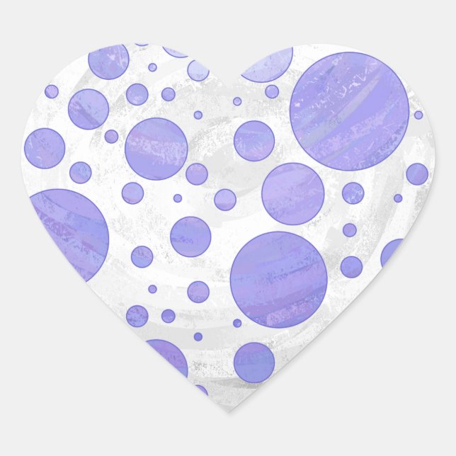 Lila Sun Polka Dot Herz-Aufkleber (Vorderseite)