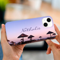 Lila Sunset California Beach Foto Monogram Name