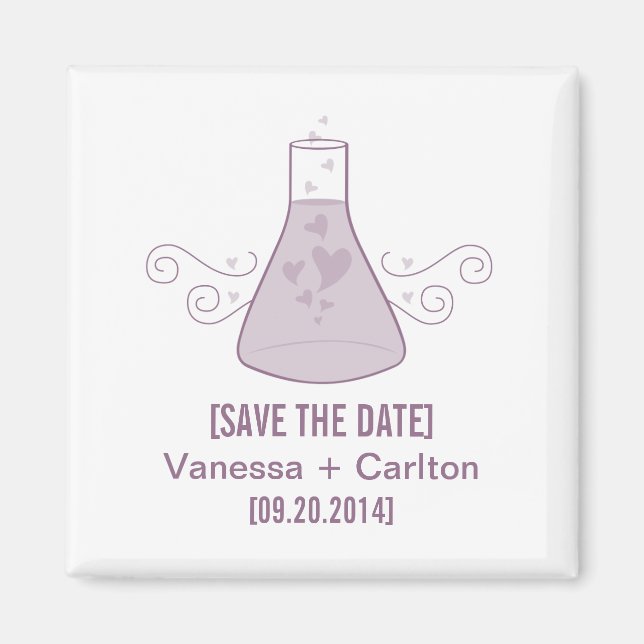 Lila Süßchemie speichert das Datumsfenster Magnet (Vorne)