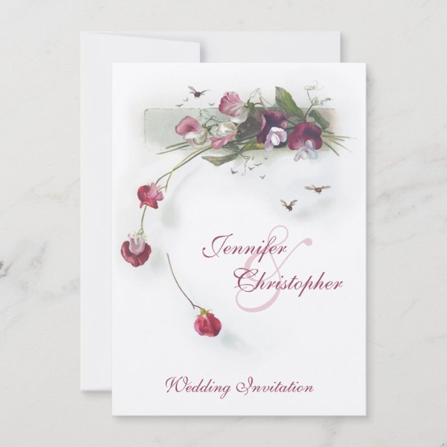 lila süße Blume Hochzeitsreise Einladung (Vorderseite)