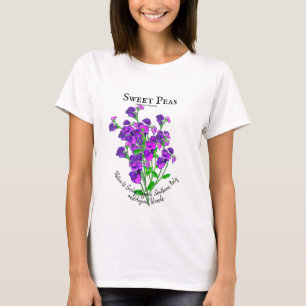 Lila Süße-Erbsen-Strauß von Künstler mit Text T-Shirt