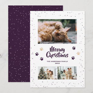 Lila Süße Meowy Weihnachten Schnee Foto