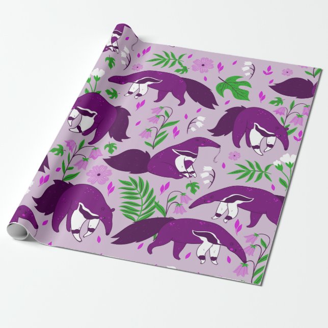 lila süße Tier Geschenkpapier (Ungerollt)