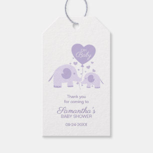 Lila süßer Elefant Baby Shower Geschenk Danke Geschenkanhänger