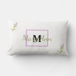 Lila Süßerbse Aquarellmonogramm und Name Lendenkissen