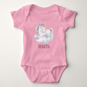 Lila süßes Einhorn auf einer Wolke träumt Baby Strampler