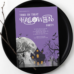 Lila Süßes oder Saures Halloween-Kostenüm-Party Einladung