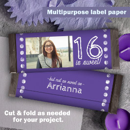 Lila Sweet 16 Birthday Candy Bar Wrapper