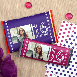 Lila Sweet 16 Birthday Custom Candy Bar Wrapper Flyer