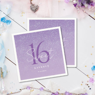 Lila Sweet 16 Individuelle Name Serviette