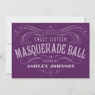 Lila Sweet 16 Masquerade Ball Einladungen