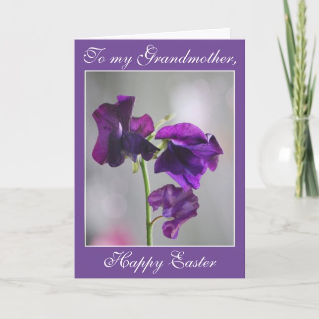 Lila Sweet Pea Blume Osterkarte Karte (Vorderseite)