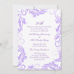 Lila Swirl 20. Hochzeitstag Einladung