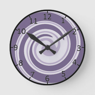 Lila Swirl-Kunst Runde Wanduhr