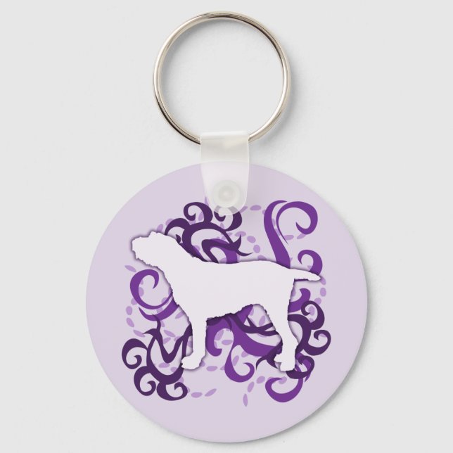 Lila Swirl Spinone Italiano Schlüsselanhänger (Vorderseite)