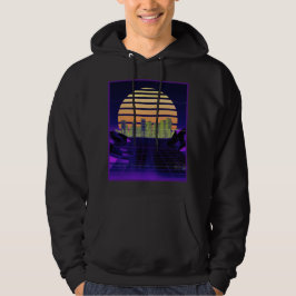 Lila Synthwave-Design Männer Hoodie